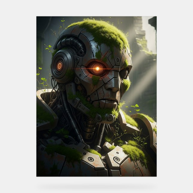 Señal Acrílica Eerie Android sobrecreció el arte del ciberpunk (Anverso)