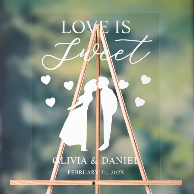 Señal Acrílica El amor es dulce Boda Personalizada (Neutral )
