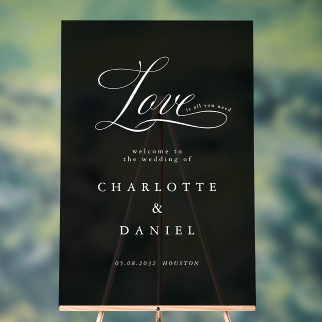 Señal Acrílica ¡El amor es todo lo que necesitas! Elegante, Boda (Neutral )