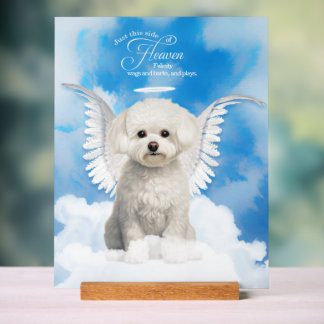 Señal Acrílica El ángel del perro de la fríjon de Bichon con nomb