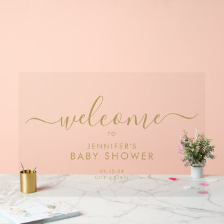 Señal Acrílica El Baby Shower de bienvenida Gold con guión modern