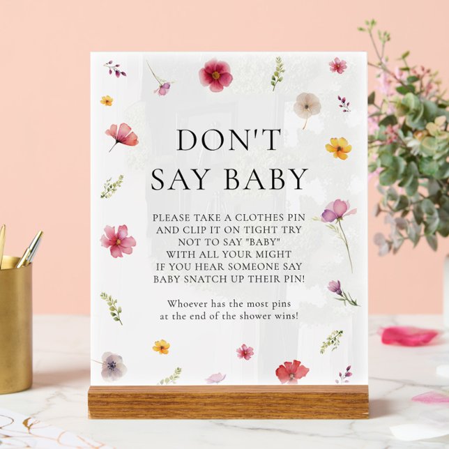 Señal Acrílica El Baby Shower de la primavera de las flores silve (Subido por el creador)