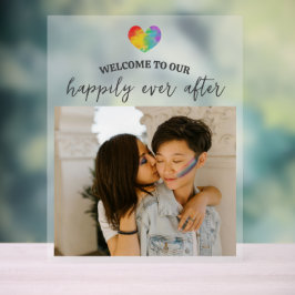 Señal Acrílica El corazón del arcoiris feliz por siempre tras el