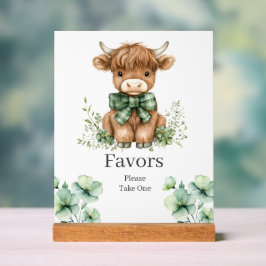 Señal Acrílica El cumpleaños de la vaca verde de la Highland favo