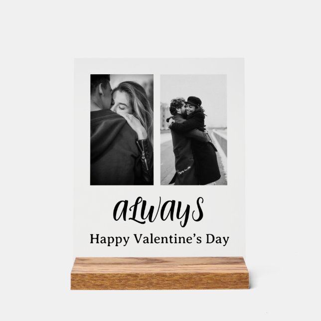 Señal Acrílica El día de San Valentín blanco y negro (Anverso)