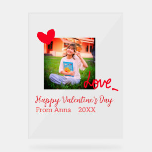 Señal Acrílica El día de San Valentín feliz amor al corazón rojo