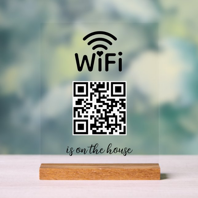 Señal Acrílica El escaneo de conexión inalámbrica de código QR es (Neutral )