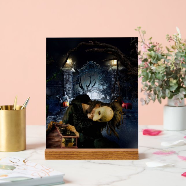 Señal Acrílica El espeluznante bosque de Halloween de SlipperyJoe (Boda)