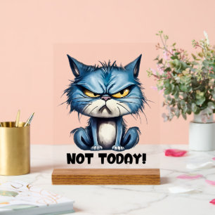 Señal Acrílica El gato gracioso hoy arte de palabras