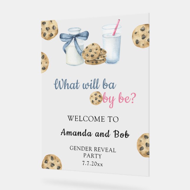 Señal Acrílica El género de la leche y las cookies revela la bien (Ángulo)