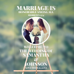 Señal Acrílica El matrimonio es la honrosa bienvenida cristiana B