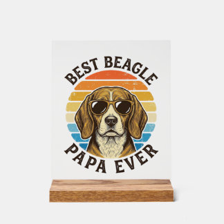 Señal Acrílica El mejor diseño de camiseta de Papá Beagle vintage