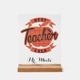 Señal Acrílica El mejor profesor siempre presente personalizado