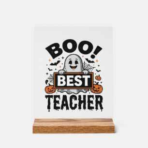Señal Acrílica El Mejor Profesor Vintage Diseño de Halloween Boo