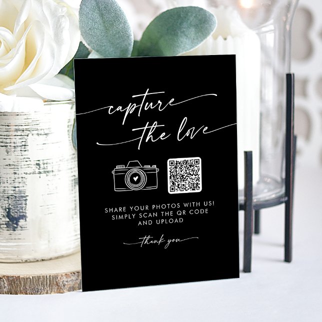Señal Acrílica El negro moderno de Boho captura al Boda del amor (Boho Modern Black Capture the Love Wedding Acrylic Sign)