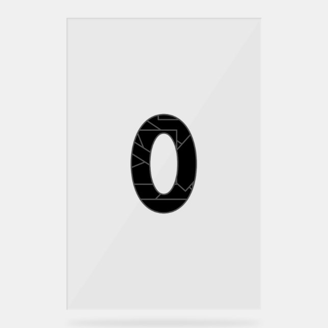 Señal Acrílica El número cero (0) en negro (Anverso)