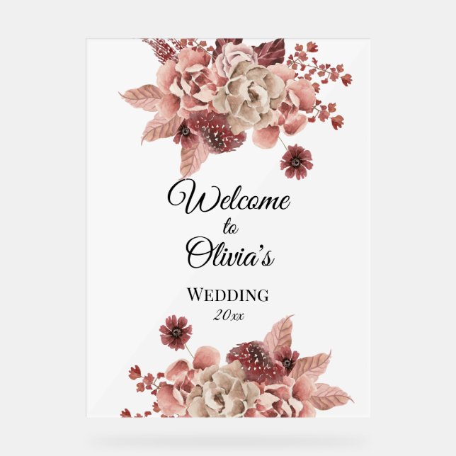 Señal Acrílica El otoño rústico florece la acuarela (Anverso)