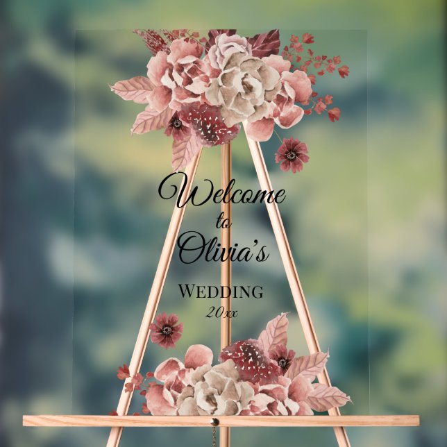 Señal Acrílica El otoño rústico florece la acuarela (Neutral )