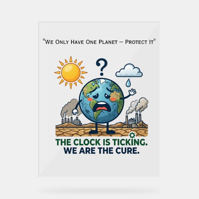 Señal Acrílica El reloj está sonando | Conciencia Ecológica Tierr (Anverso)