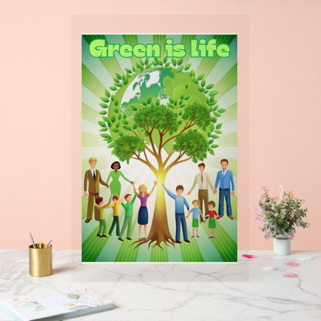 Señal Acrílica El verde es Poster de la vida (Boda)