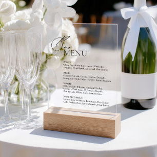 Señal Acrílica Eleagent Modern Bar Menú Boda Rótulo acrílico