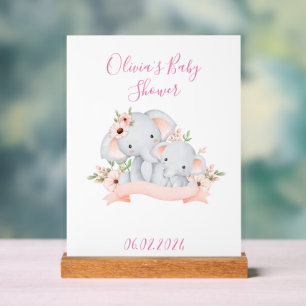 Señal Acrílica ELEFANTE DE BEBÉ DE Baby Shower Y ELEFANTE DE MAMÁ