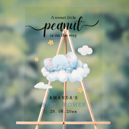 Señal Acrílica Elefante durmiente Baby Shower, Boy Baby Shower