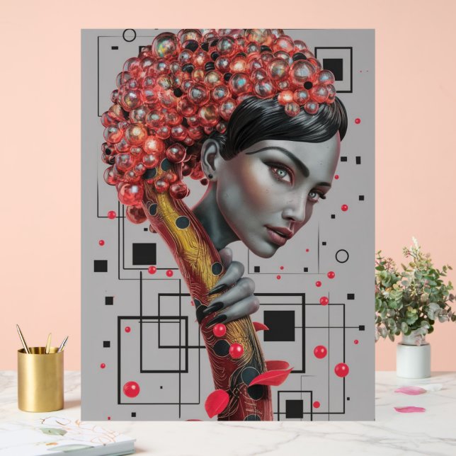 Señal Acrílica Elegancia en líneas: Prof. lateral de una mujer en (Boda)