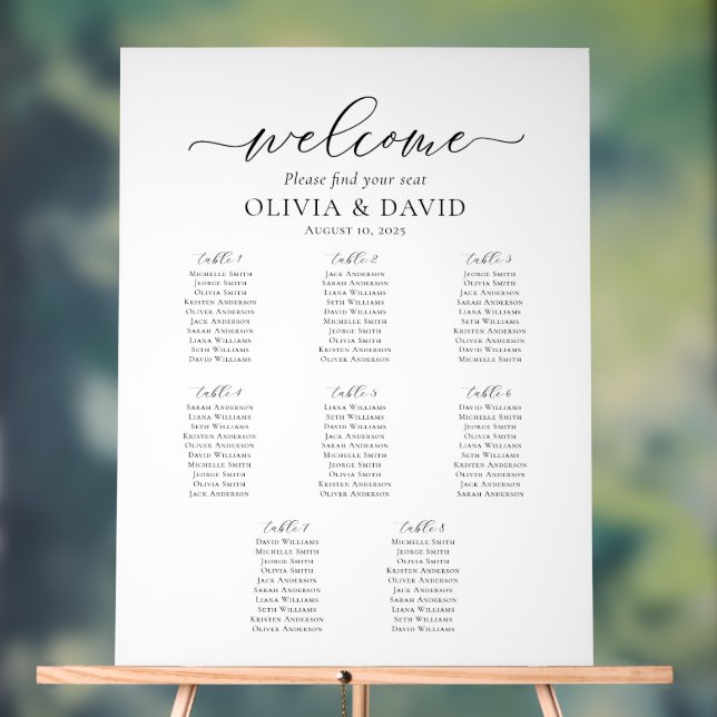 Señal Acrílica Elegant 8 Tables Welcome Acrylic Seating Chart (Neutral )