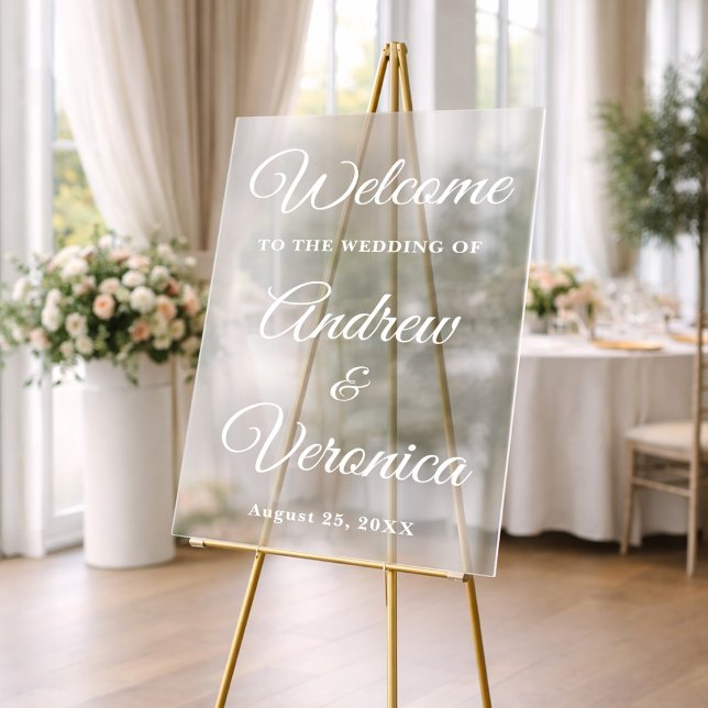 Señal Acrílica Elegant Acrylic Wedding Welcome Sign Script Names (Subido por el creador)