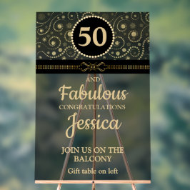 Señal Acrílica Elegant Black and Flat Gold ANY AGE Birthday Party