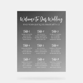Señal Acrílica Elegant Black And White Wedding Seating Chart