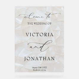 Señal Acrílica Elegant Black and White Wedding Welcome Sign