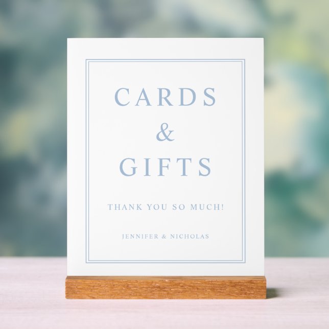 Señal Acrílica Elegant Blue Cards And Gifts Wedding (Neutral )