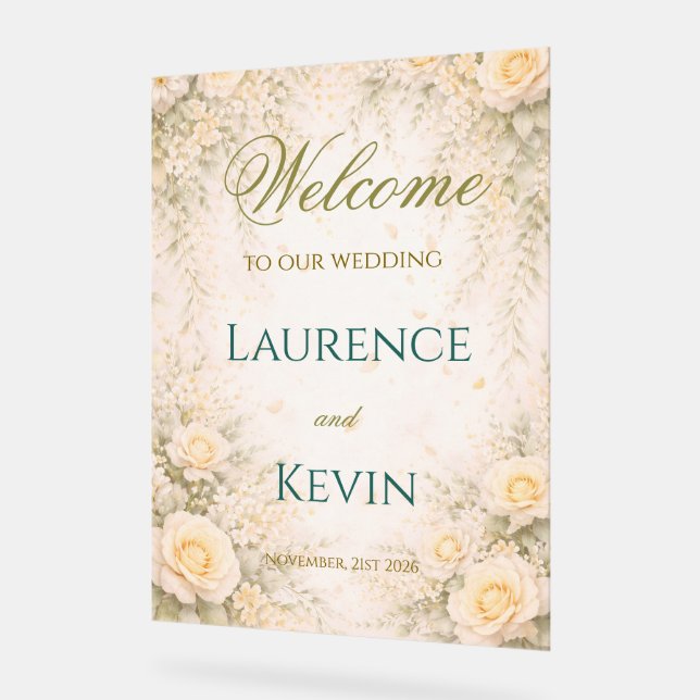 Señal Acrílica Elegant Botanical Wedding  (Ángulo)