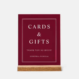 Señal Acrílica Elegant Burgundy Cards And Gifts Wedding