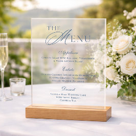 Señal Acrílica Elegant Dusty Blue Acrylic Wedding Menu Sign
