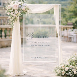 Señal Acrílica Elegant Dusty Blue Acrylic Wedding Welcome Sign