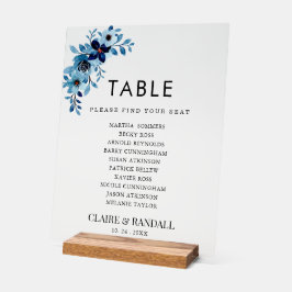 Señal Acrílica elegant dusty Blue watercolor flower bouquet