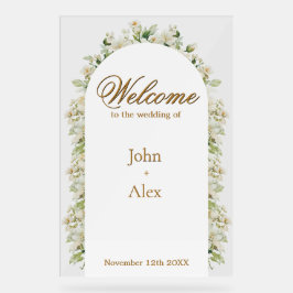 Señal Acrílica Elegant Floral Wedding Welcome Sign - Custom Made