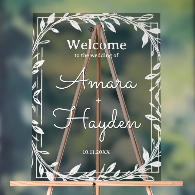 Señal Acrílica Elegant Floral Wedding Welcome Sign - Custom Made (Neutral )