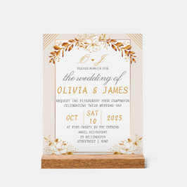 Señal Acrílica Elegant Green & Gold Acrylic Welcome Sign