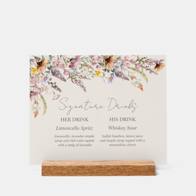 Señal Acrílica Elegant Lavender, Blush and Cream Wildflowers (Anverso)