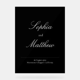Señal Acrílica Elegant Minimalist Black Wedding Welcome