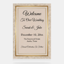 Señal Acrílica Elegant Minimalist Gold Frame & Floral