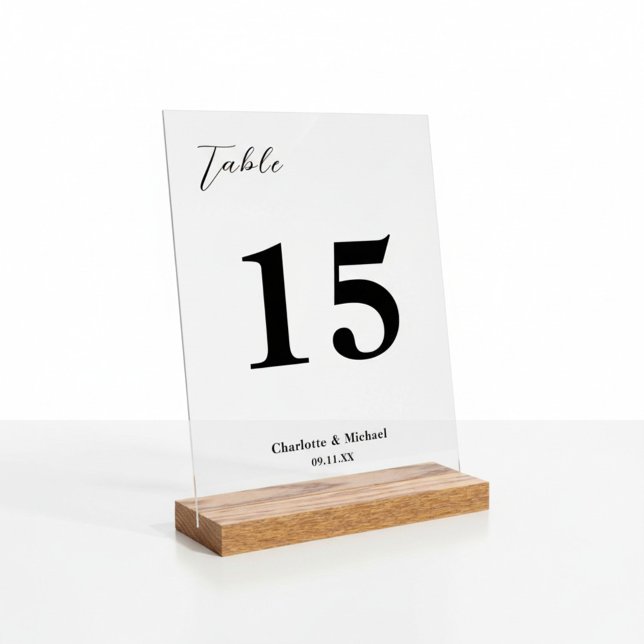 Señal Acrílica Elegant Minimalist Wedding Table Number (Subido por el creador)