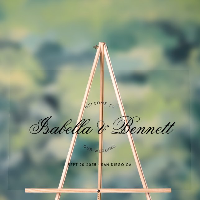 Señal Acrílica Elegant Modern Wedding Welcome Script Calligraphy (Neutral )