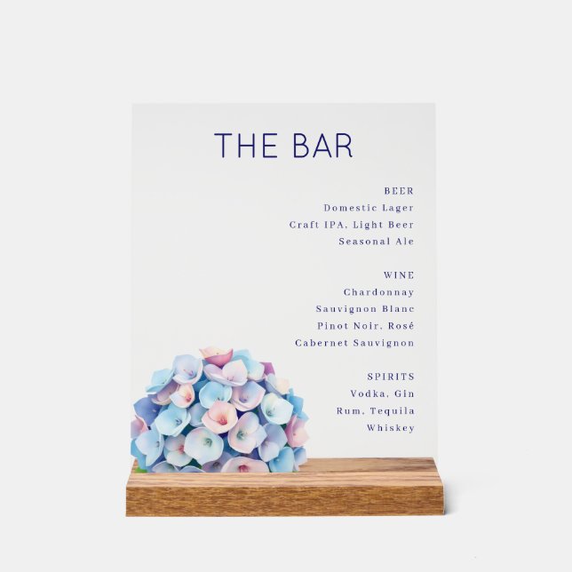 Señal Acrílica Elegant Navy Blue Minimalist Bar Menu (Anverso)