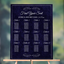 Elegant Navy Blue Wedding Seating Chart 