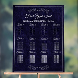 Señal Acrílica Elegant Navy Blue Wedding Seating Chart 